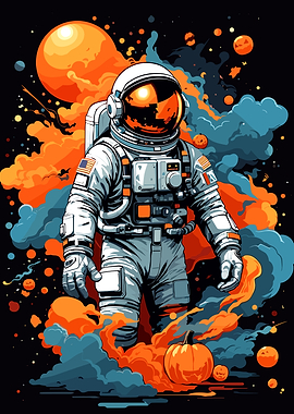 Astronaut with Halloween Space Theme