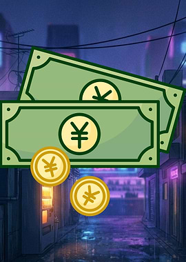 Japanese Yen Currency in Alley