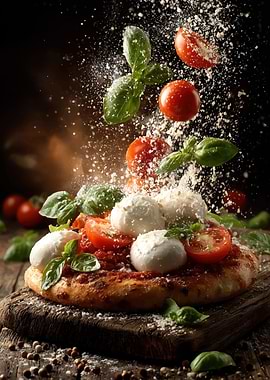 Pizza with Falling Ingredients