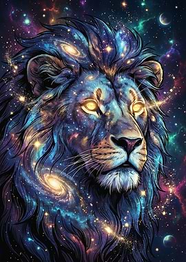Cosmic Lion Galaxy Art