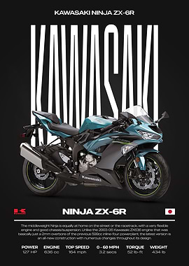 Kawasaki Ninja ZX-6R Motorcycle Poster