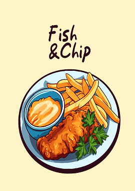 Fish and Chips Illustration