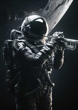 Astronaut Playing Trumpet on the Moon