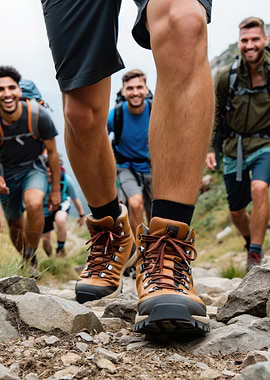 Hikers on a rocky trail