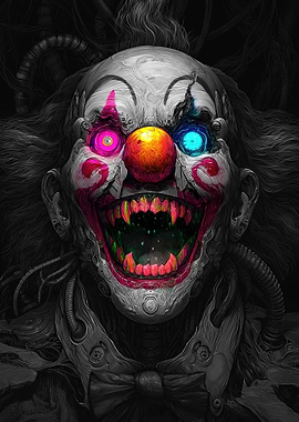 Creepy Cyberpunk Clown Portrait