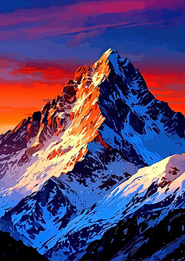 Majestic Mountain Peak at Sunset