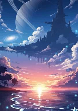 Fantasy Floating City at Sunset