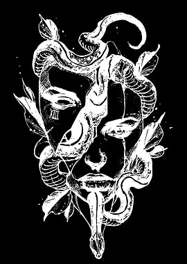Medusa with Snakes and Roman Numeral XIII