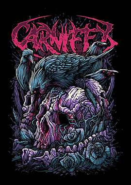 Skull with Crows and Roses