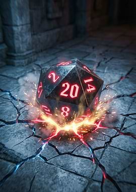 Fantasy D20 Dice Cracking Ground