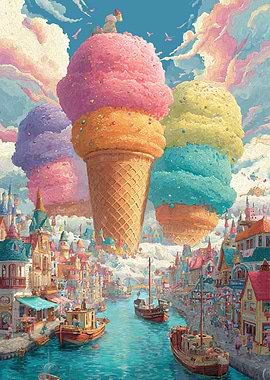 Whimsical Ice Cream Cityscape