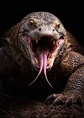 Komodo Dragon with Mouth Open