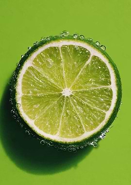 Lime slice with water droplets