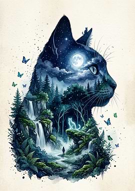 Enchanted Cat Forest Landscape