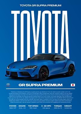 Toyota GR Supra Premium Car Poster