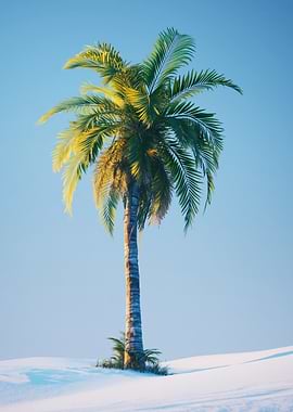 Lone Palm Tree on Sandy Dune