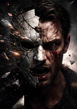 Man with Shattering Mask