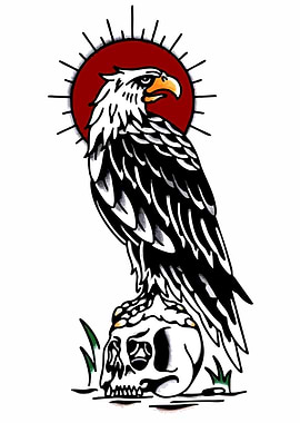 Eagle on Skull with Sun