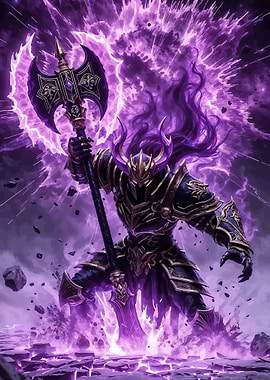 Dark Knight with Purple Energy Axe