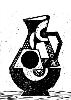 Abstract Black and White Vase Art