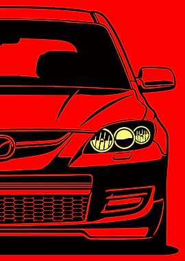 Red and Black Car Front