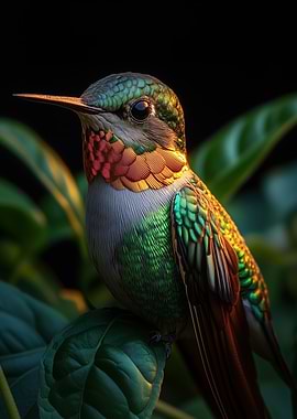 Hummingbird on a Leaf