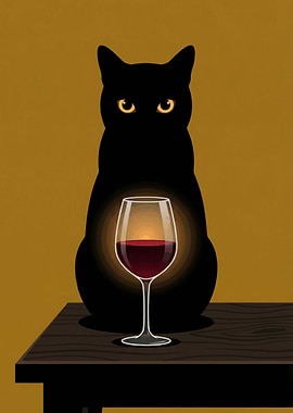 Black Cat Red Wine Funny Cat