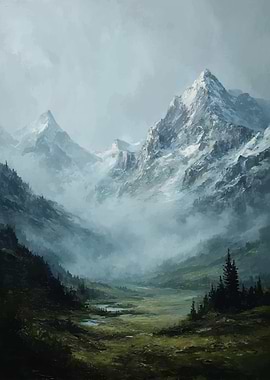 Misty Mountain Valley Landscape