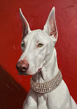White Doberman with Diamond Collar