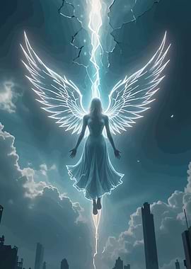 Angel Descending Through Lightning