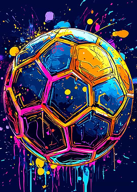 Vibrant Soccer Ball Splash Art