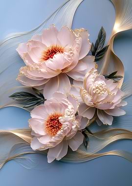 Elegant Pink Peonies with Gold Accents