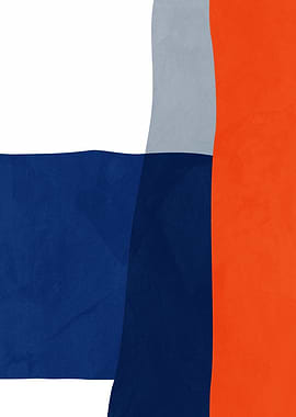 Abstract Geometric Shapes in Blue, Orange, and White