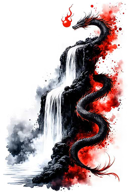 Dragon Waterfall Red Fire