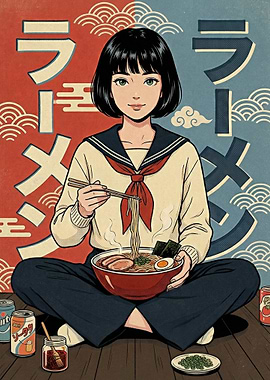 Anime Girl Eating Ramen