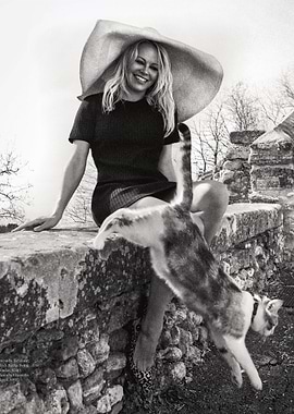 Pamela Anderson with a Cat
