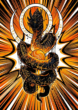 Dragon coiled around a glowing orb