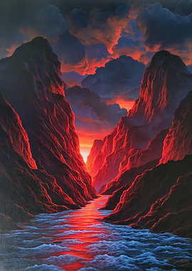 Fiery Canyon Sunset River