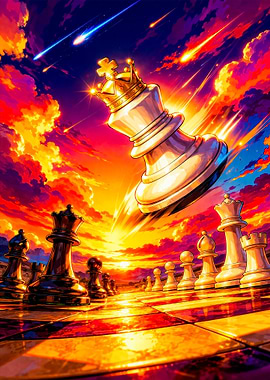 Chess King in Dramatic Sunset