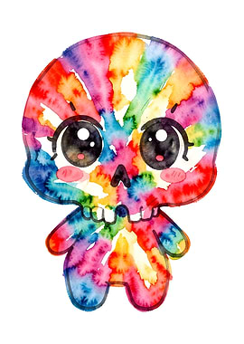 Cute Rainbow Tie-Dye Skull