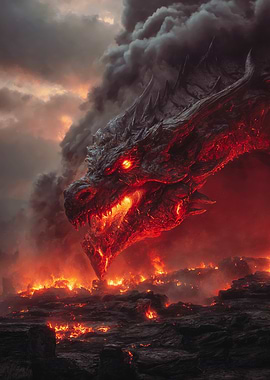 Epic Fire Dragon Cinematic Painting