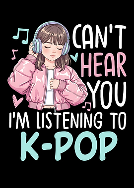 Anime girl listening to K-Pop