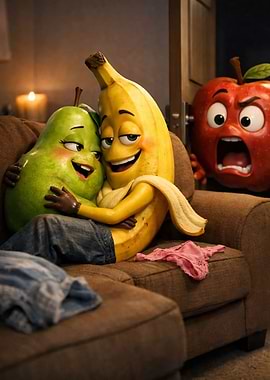 Fruits in a romantic moment