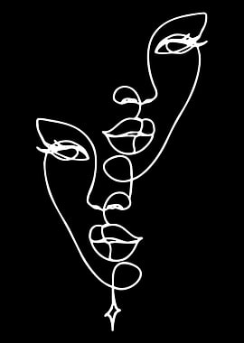 Abstract Line Art Faces