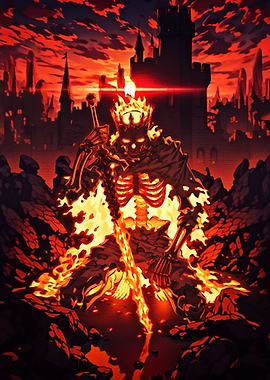 Fiery Skeleton King with Sword