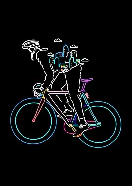 Neon Cyclist in a Cityscape
