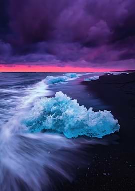 Diamond Beach Icebergs at Sunset
