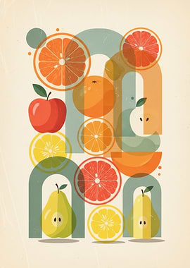 Retro Fruit Art with Arches