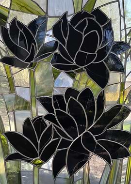 Stained Glass Black Lotus Flowers