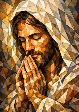 Jesus Praying in Geometric Style